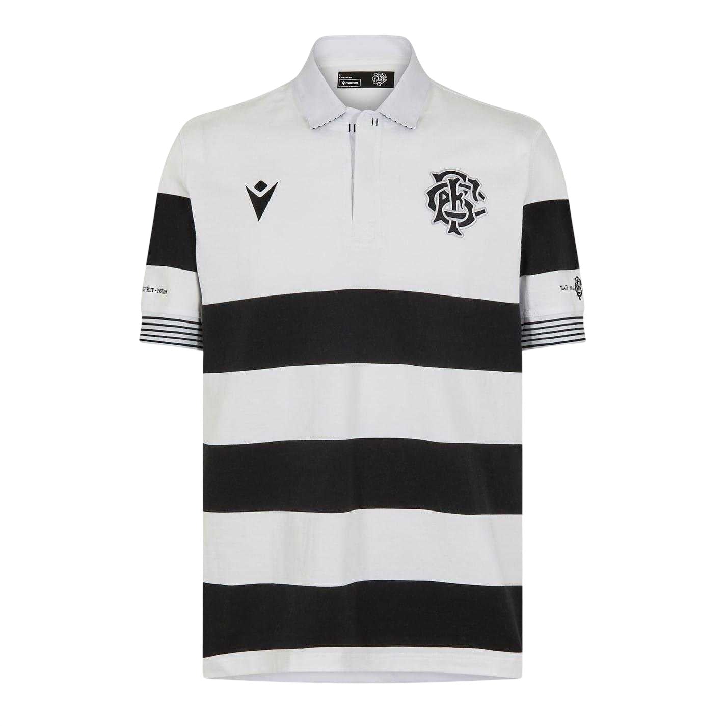 Black-White - Front - Macron Mens Barbarians 24-25 Polo Shirt