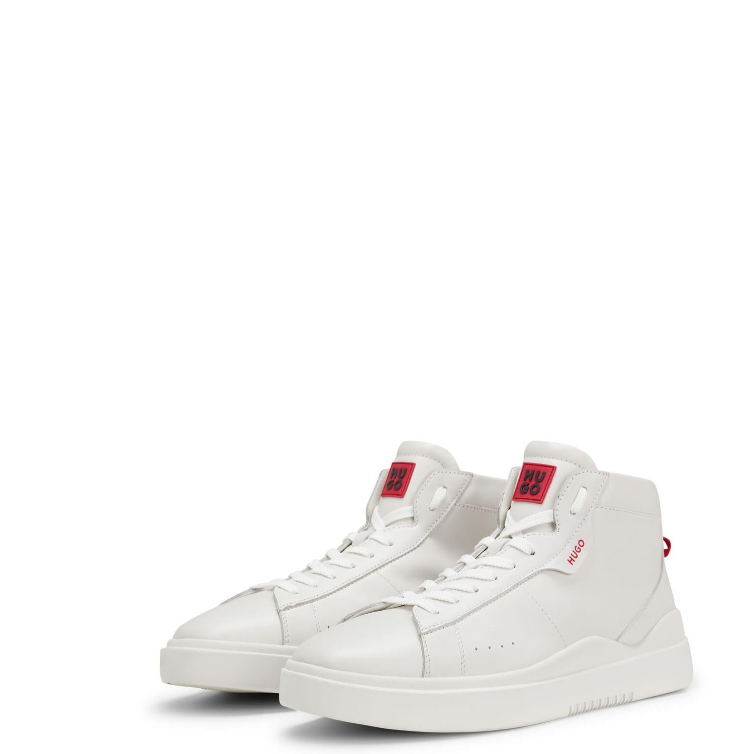 White - Lifestyle - Hugo Womens-Ladies Blake Hi Top Leather Trainers