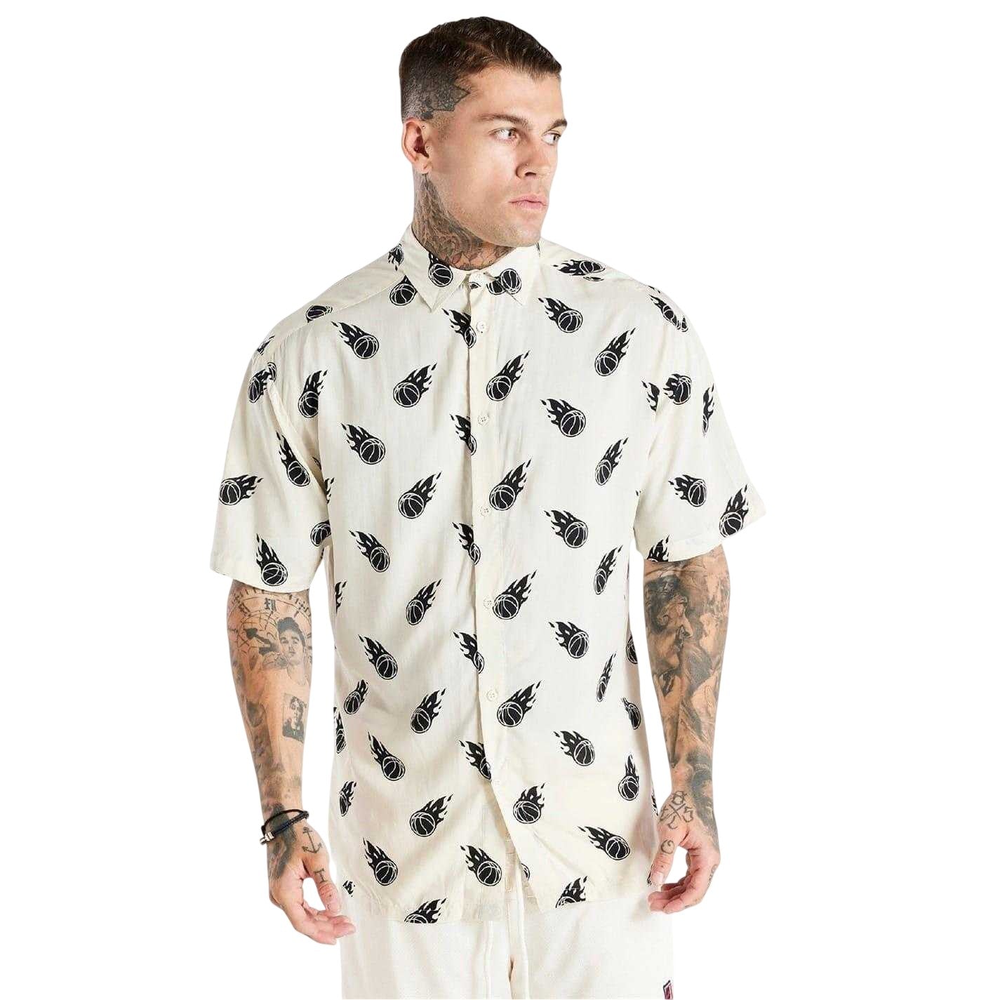 Ecru - Front - SikSilk Mens Space Jam Shirt