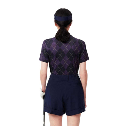 Purple - Back - Lacoste Womens-Ladies Checked Ultra Dry Polo Shirt