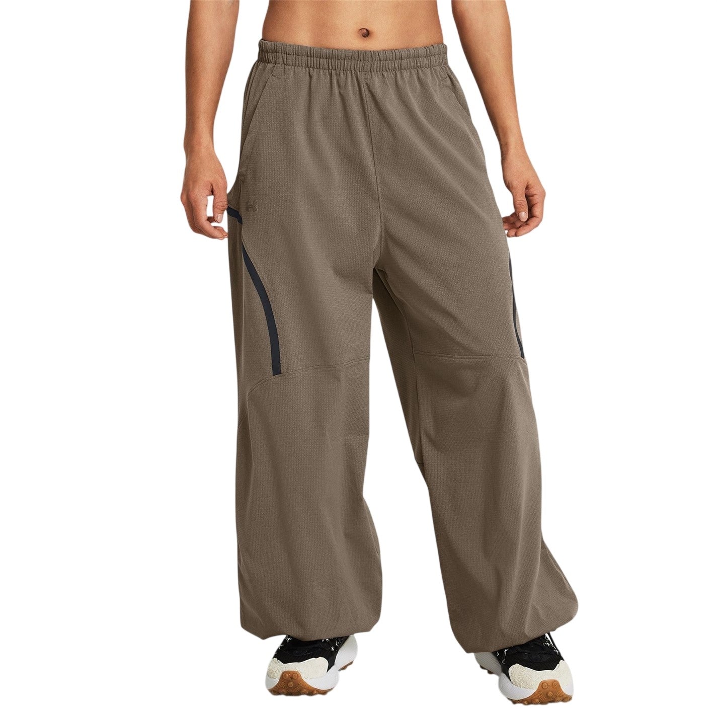 Brown - Side - Under Armour Womens-Ladies Woven Relaxed Fit Joggers
