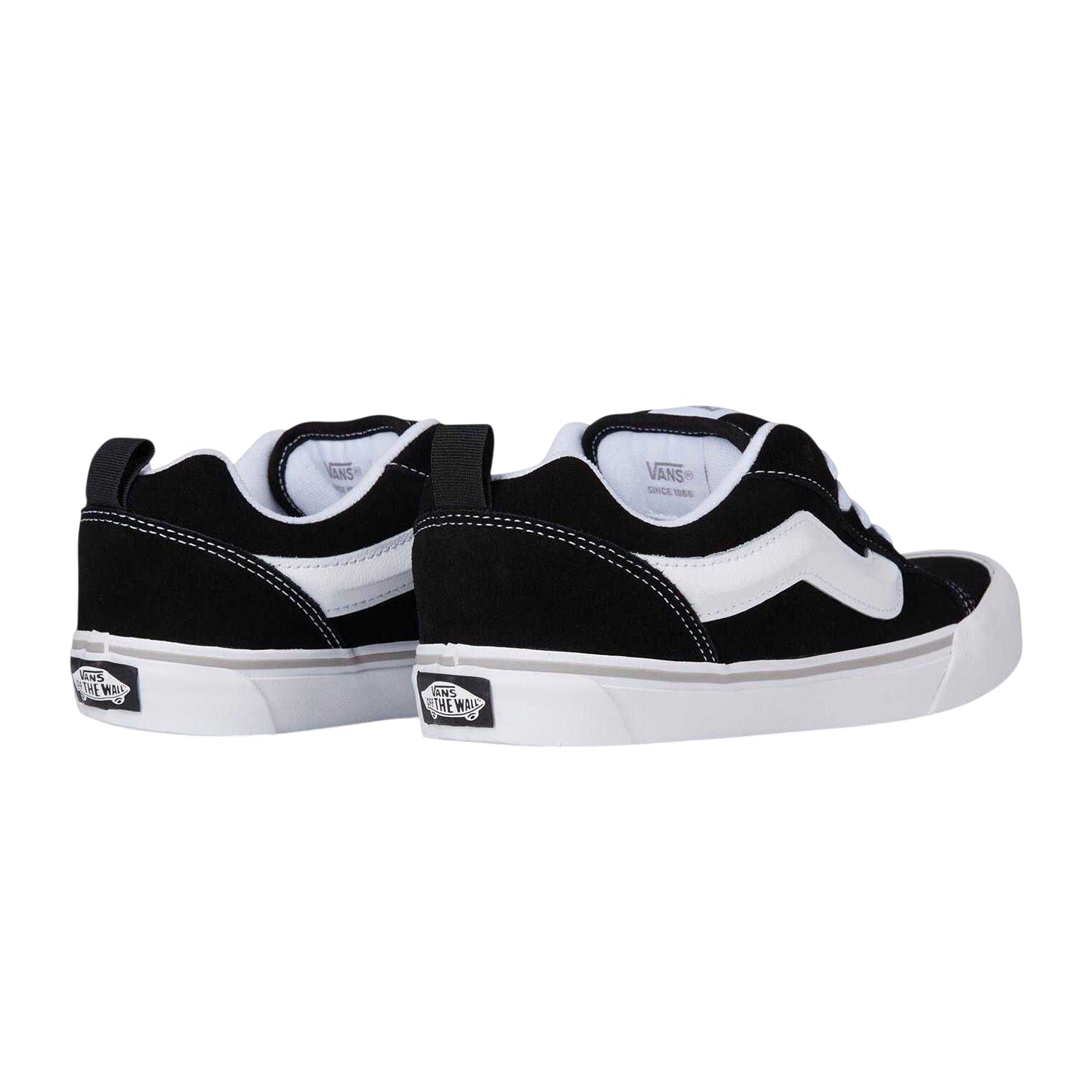 Black-White - Back - Vans Childrens-Kids Knu Skool Leather Trainers