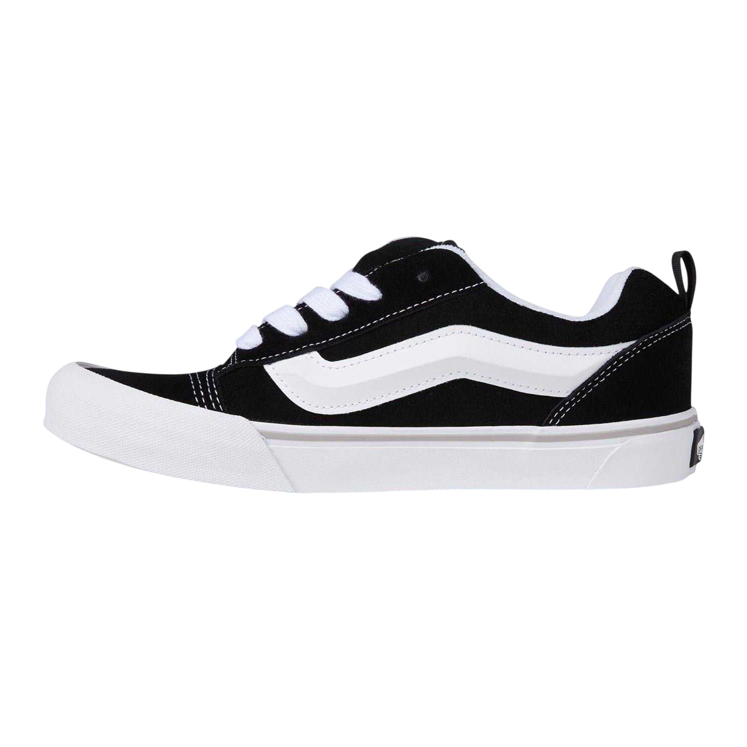Black-White - Side - Vans Childrens-Kids Knu Skool Leather Trainers