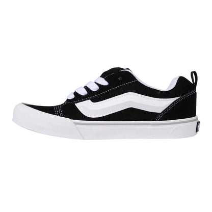 Black-White - Side - Vans Childrens-Kids Knu Skool Leather Trainers