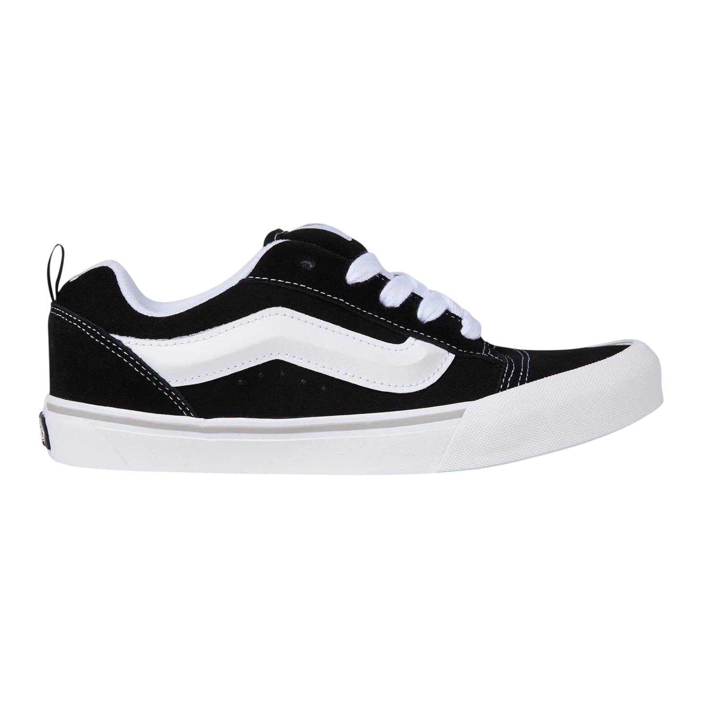 Black-White - Front - Vans Childrens-Kids Knu Skool Leather Trainers