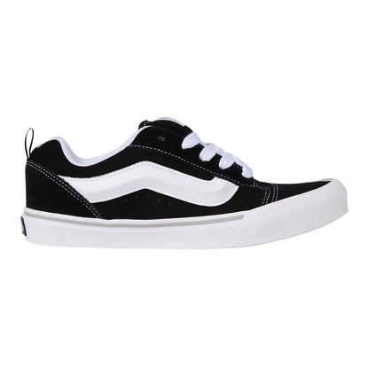 Black-White - Front - Vans Childrens-Kids Knu Skool Leather Trainers