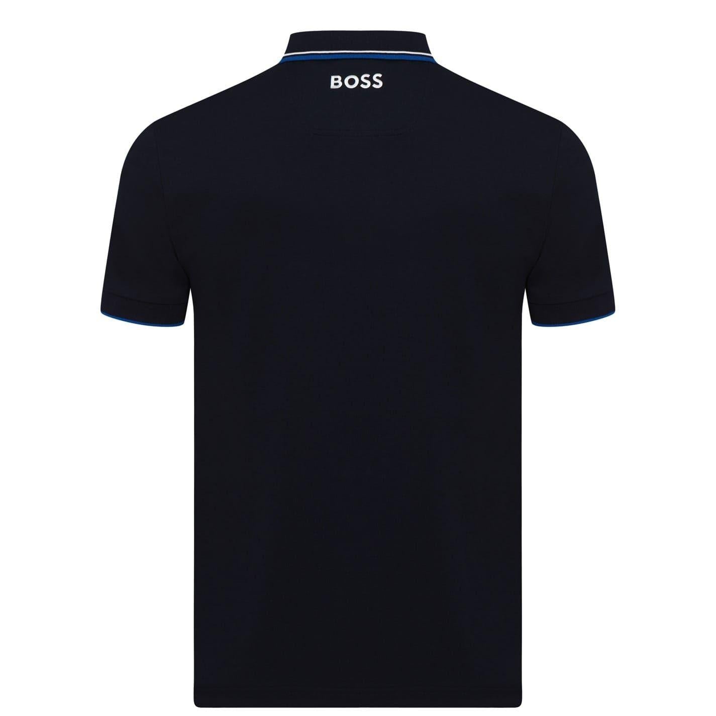 Navy - Back - Boss Mens Paddy Pro Cotton Pique Polo Shirt