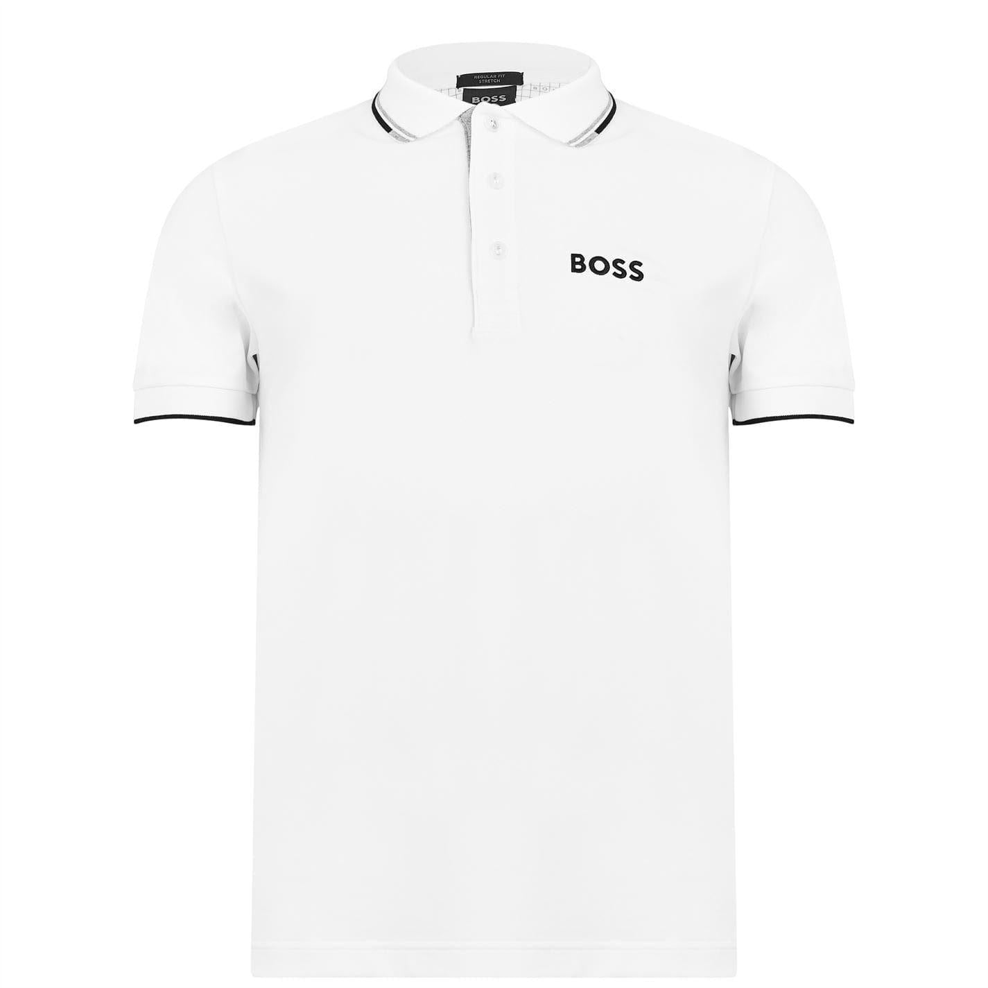 White - Front - Boss Mens Paddy Pro Cotton Pique Polo Shirt