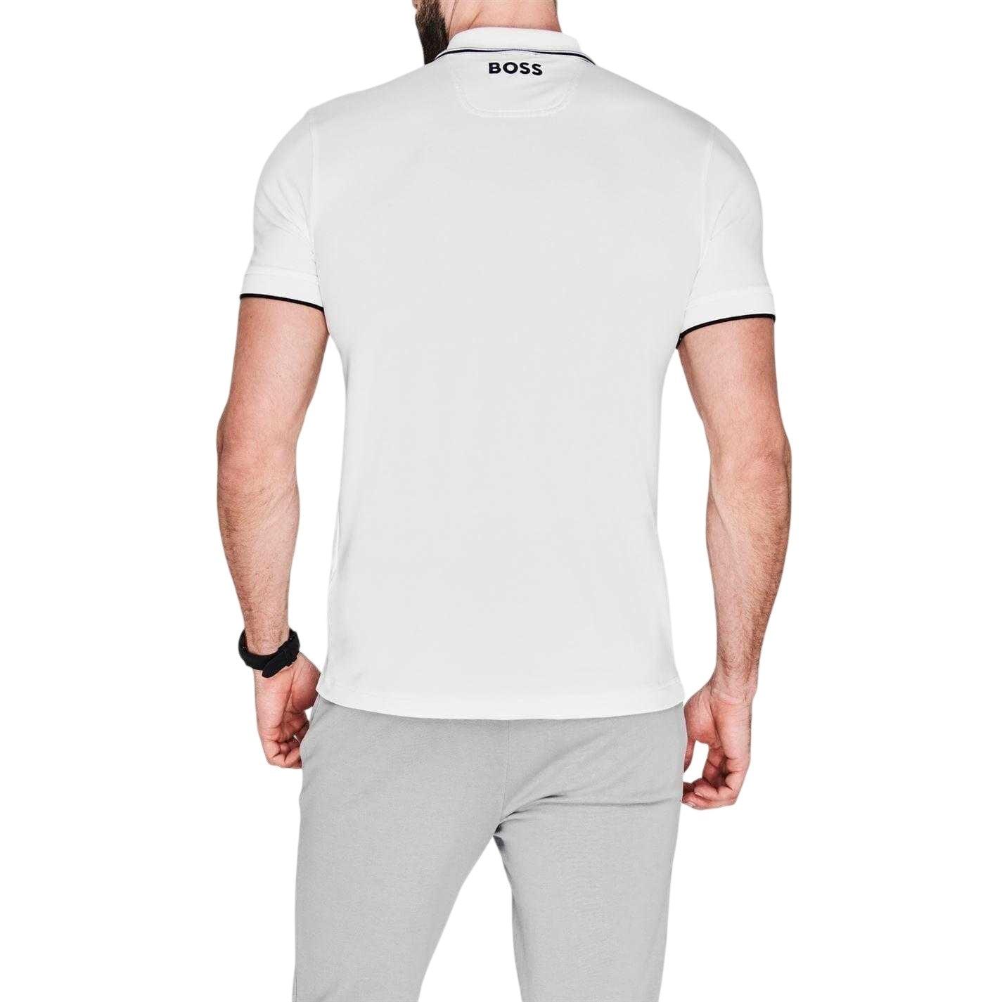 White - Back - Boss Mens Paddy Pro Cotton Pique Polo Shirt