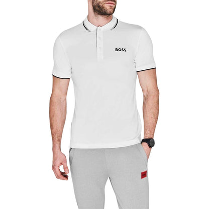 White - Side - Boss Mens Paddy Pro Cotton Pique Polo Shirt