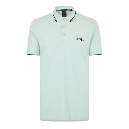 Turquoise Green - Front - Boss Mens Paddy Pro Cotton Pique Polo Shirt