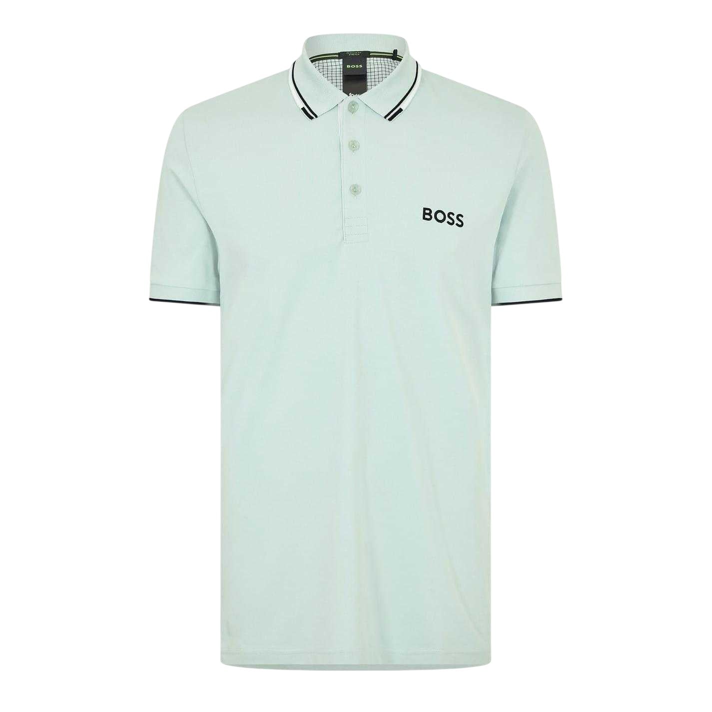 Turquoise Green - Back - Boss Mens Paddy Pro Cotton Pique Polo Shirt