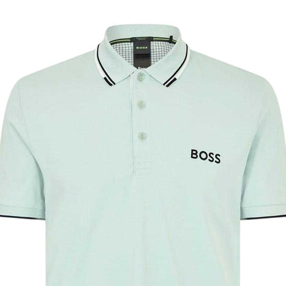 Turquoise Green - Side - Boss Mens Paddy Pro Cotton Pique Polo Shirt