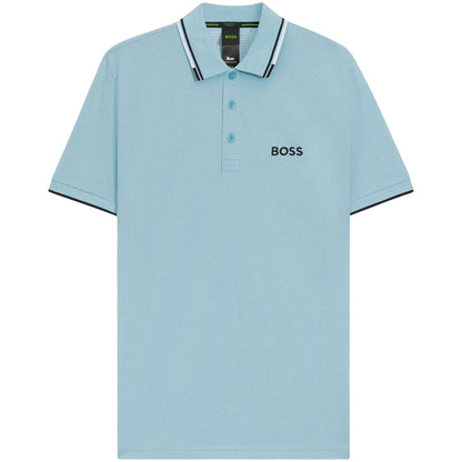 Pastel Blue - Front - Boss Mens Paddy Pro Cotton Pique Polo Shirt