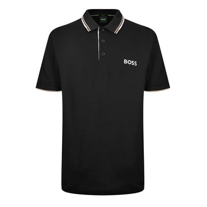 Black - Front - Boss Mens Paddy Pro Cotton Pique Polo Shirt
