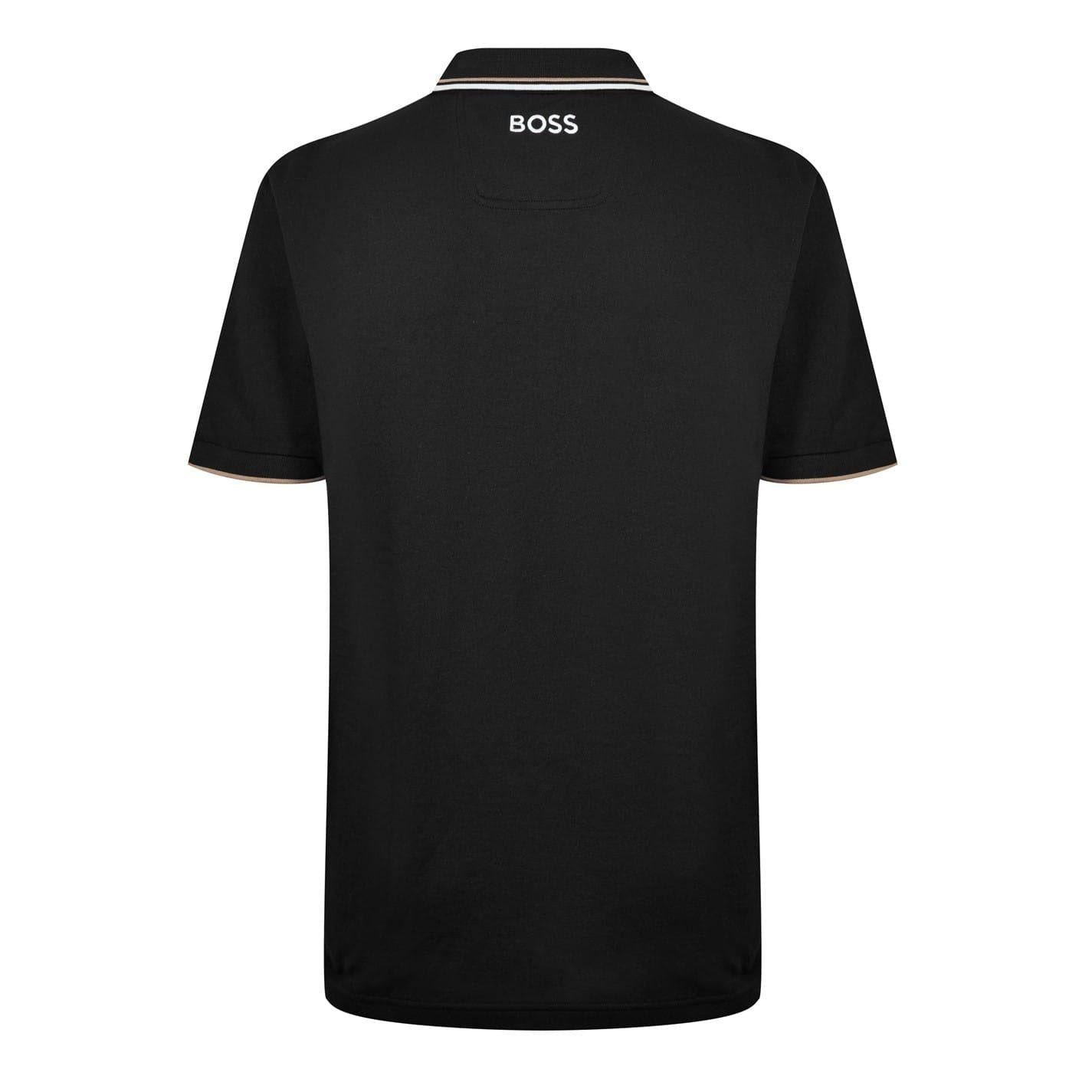 Black - Back - Boss Mens Paddy Pro Cotton Pique Polo Shirt