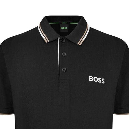 Black - Side - Boss Mens Paddy Pro Cotton Pique Polo Shirt