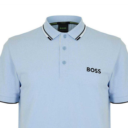 Blue - Side - Boss Mens Paddy Pro Cotton Pique Polo Shirt