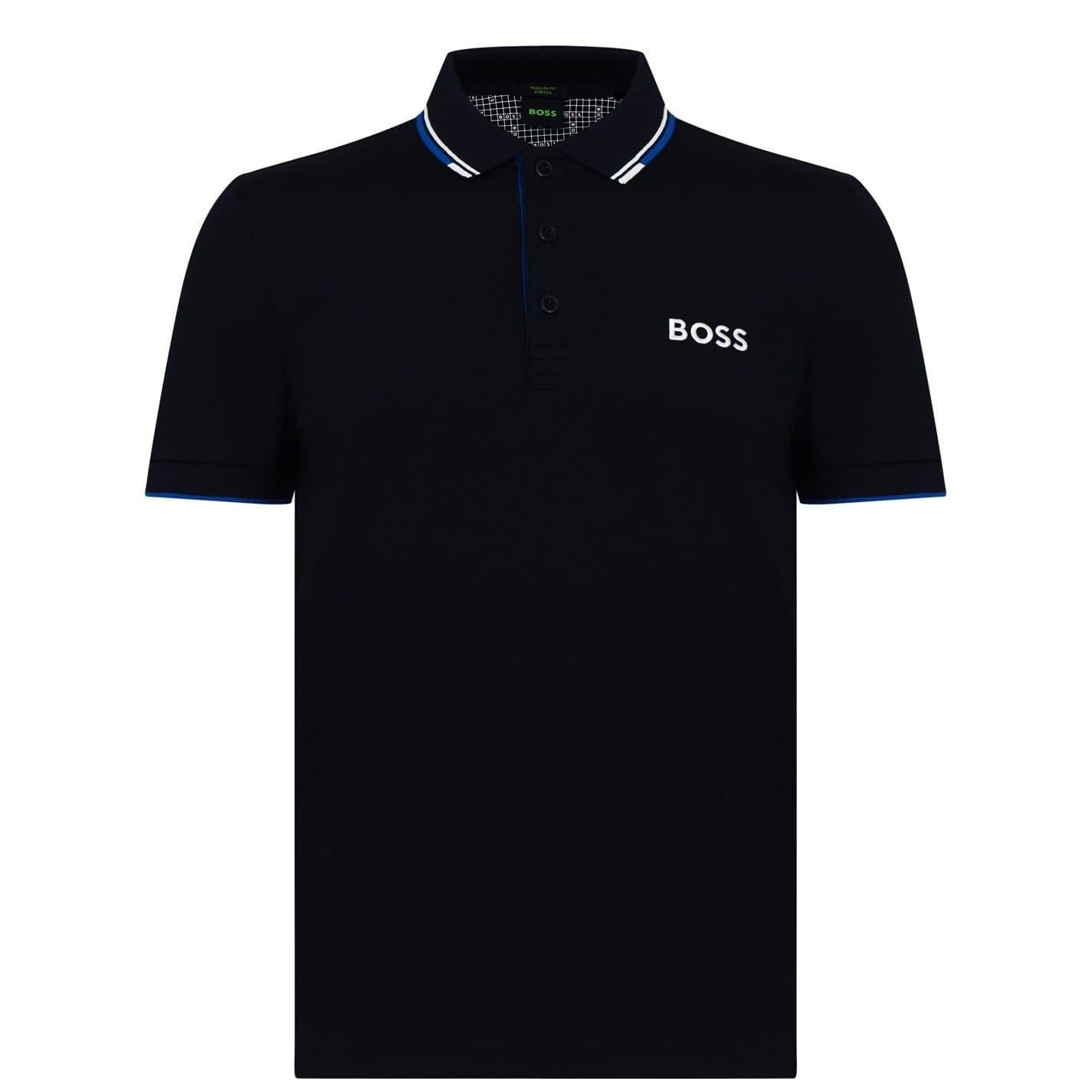 Navy - Front - Boss Mens Paddy Pro Cotton Pique Polo Shirt
