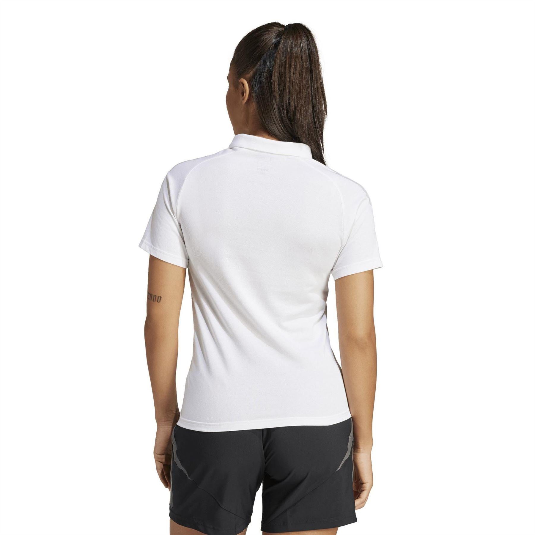 White - Back - Adidas Womens-Ladies Tiro 24 Short-Sleeved Polo Shirt