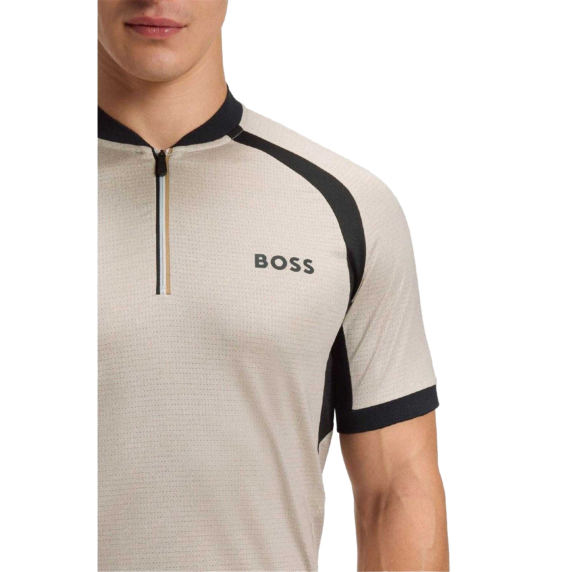 White - Side - Boss Mens PL_TOC Matchball Slim Short-Sleeved Polo Shirt