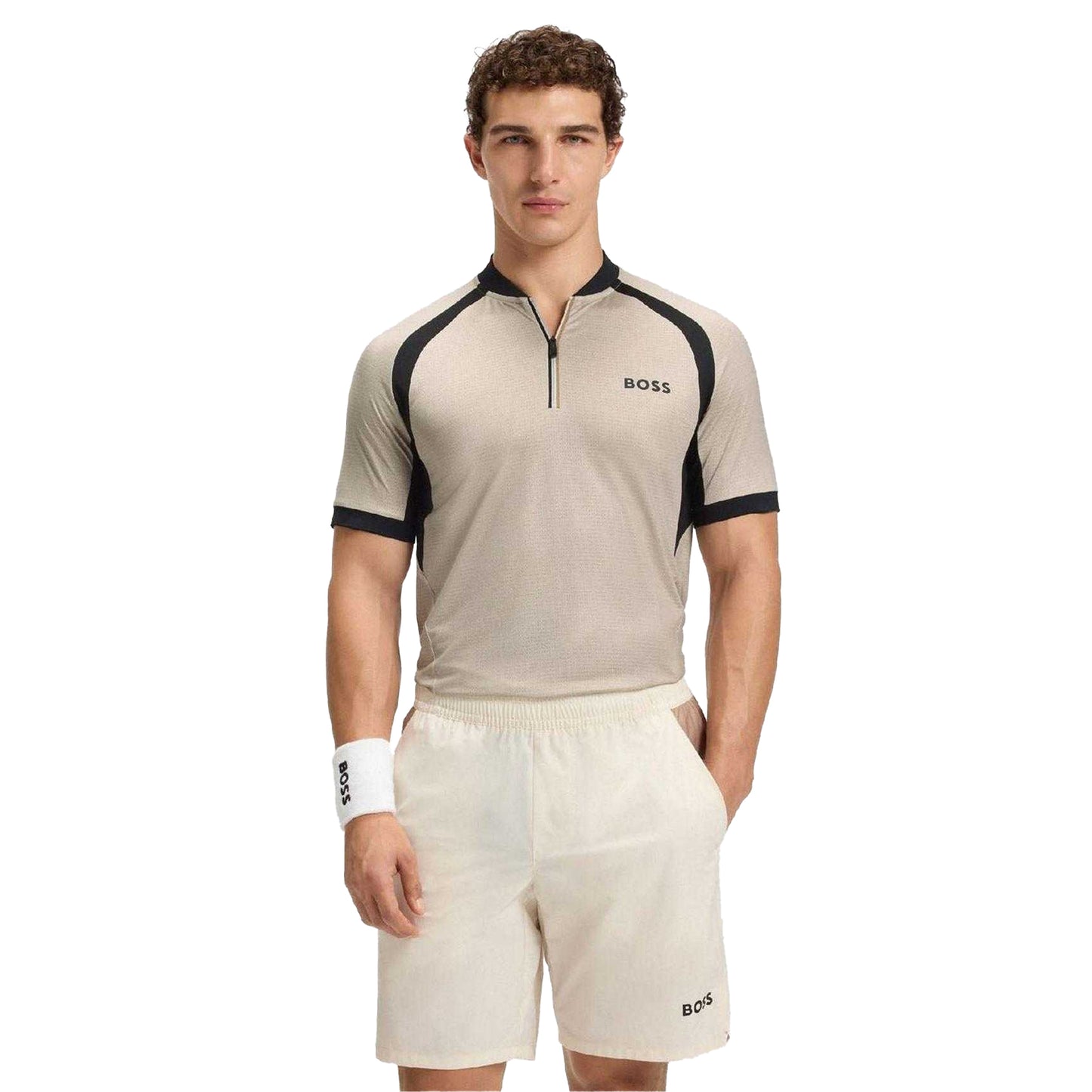 White - Lifestyle - Boss Mens PL_TOC Matchball Slim Short-Sleeved Polo Shirt