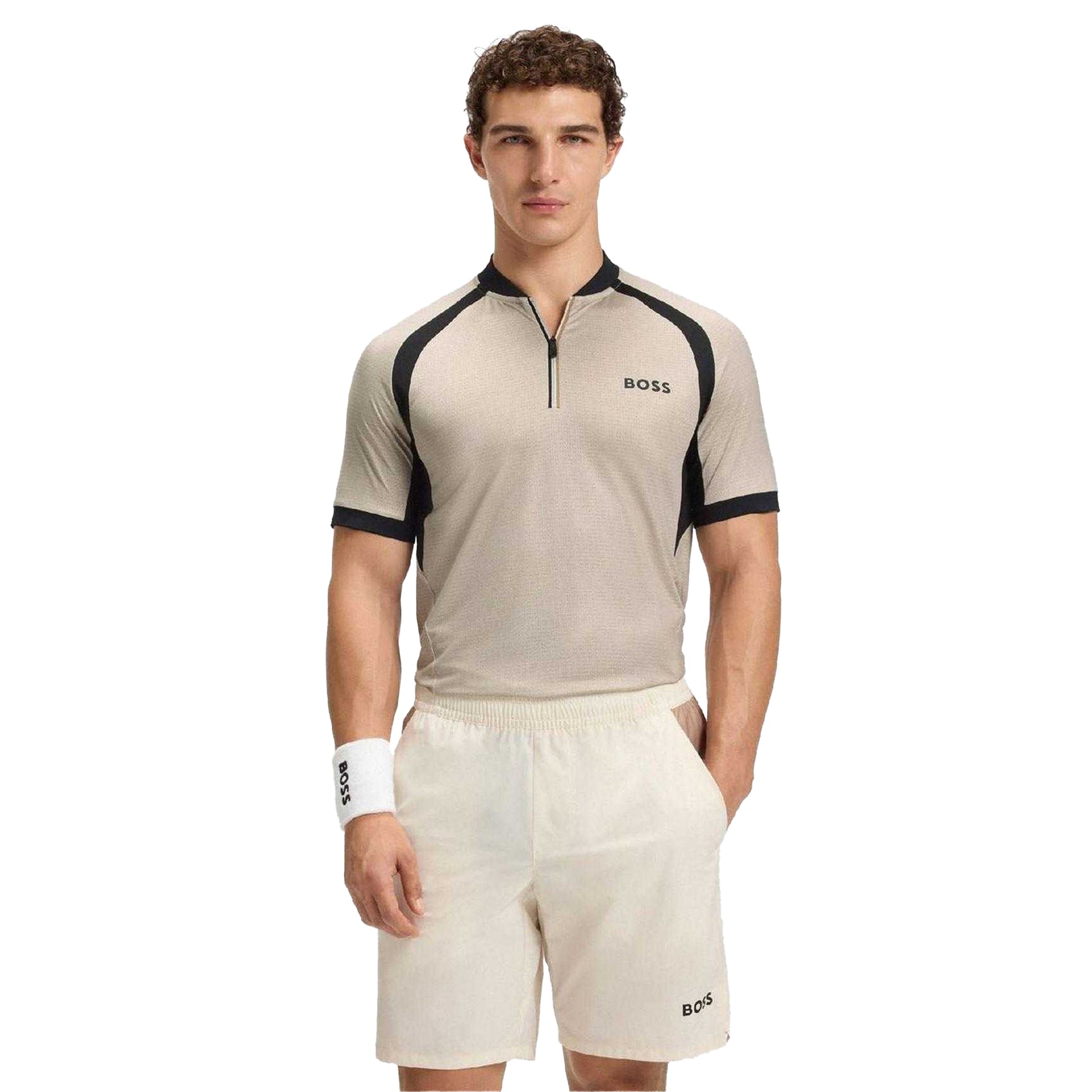 White - Lifestyle - Boss Mens PL_TOC Matchball Slim Short-Sleeved Polo Shirt