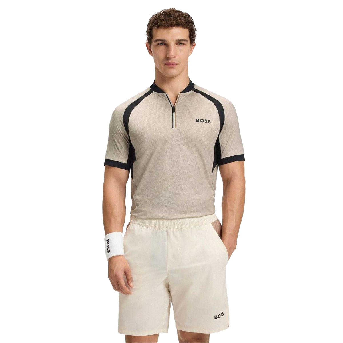 White - Lifestyle - Boss Mens PL_TOC Matchball Slim Short-Sleeved Polo Shirt