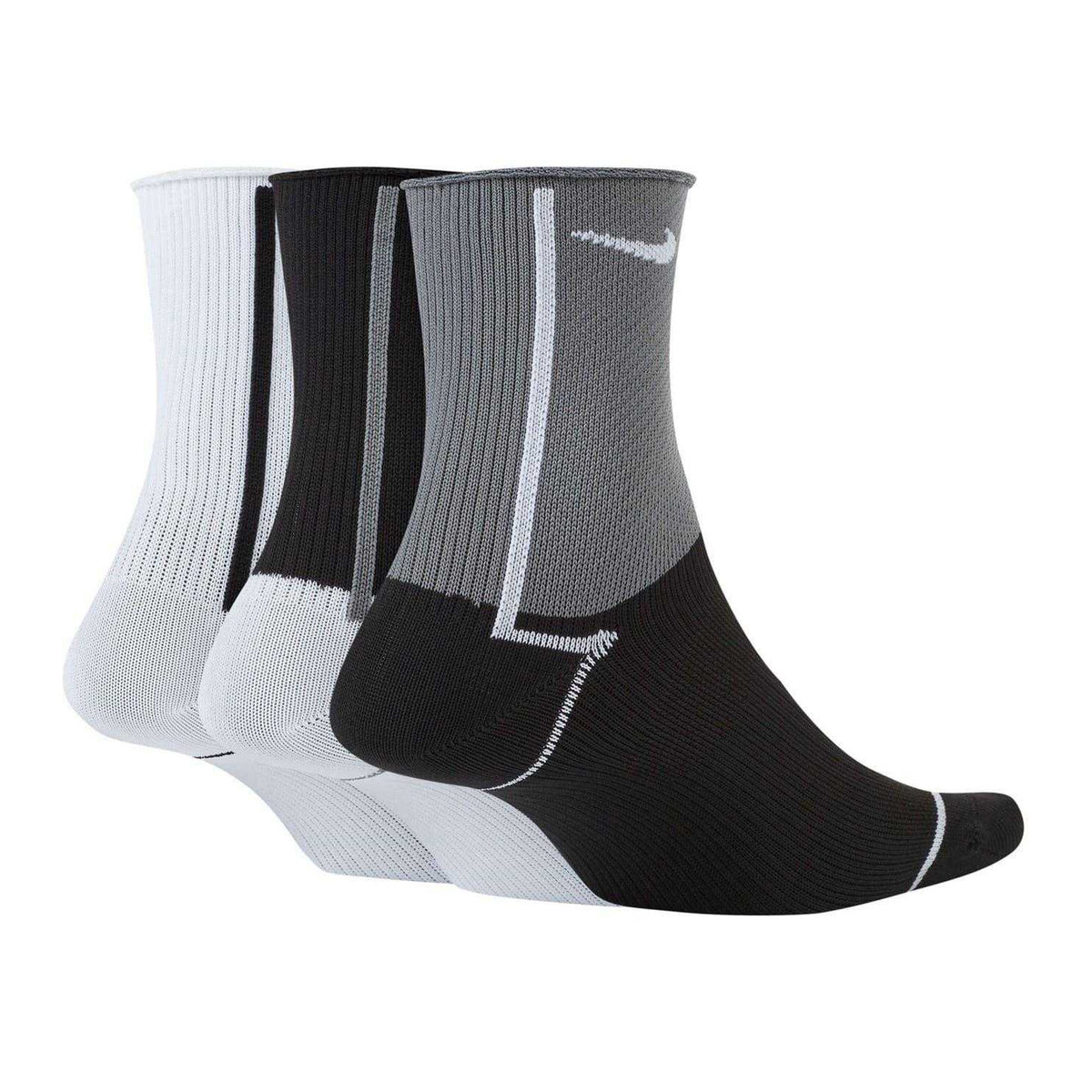 Grey-Black-White - Back - Nike Unisex Adult Plus Trainer Socks (Pack of 3)