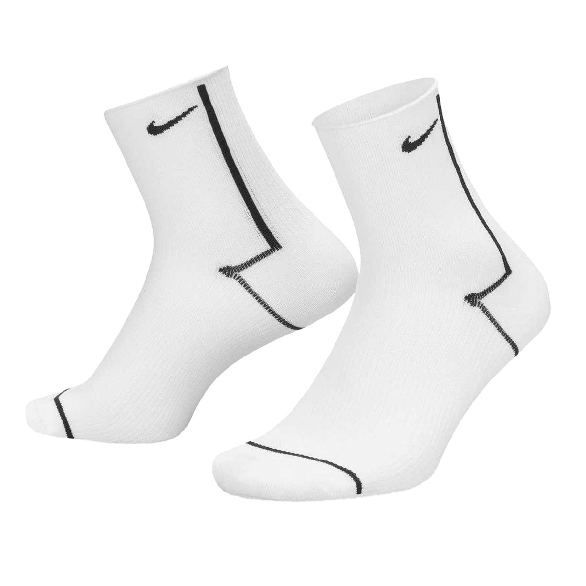 Grey-Black-White - Side - Nike Unisex Adult Plus Trainer Socks (Pack of 3)