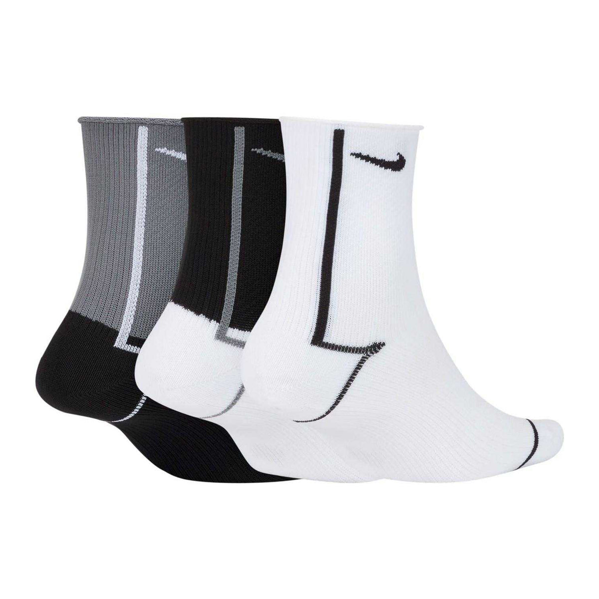 Grey-Black-White - Lifestyle - Nike Unisex Adult Plus Trainer Socks (Pack of 3)