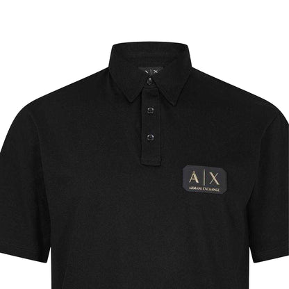 Black - Side - Armani Exchange Mens Badge Logo Polo Shirt