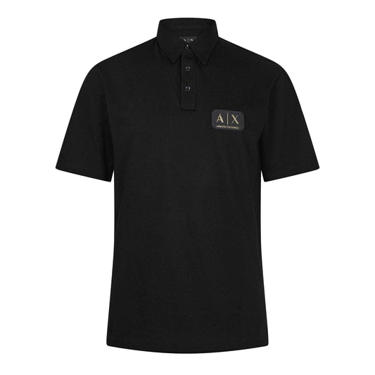Black - Front - Armani Exchange Mens Badge Logo Polo Shirt