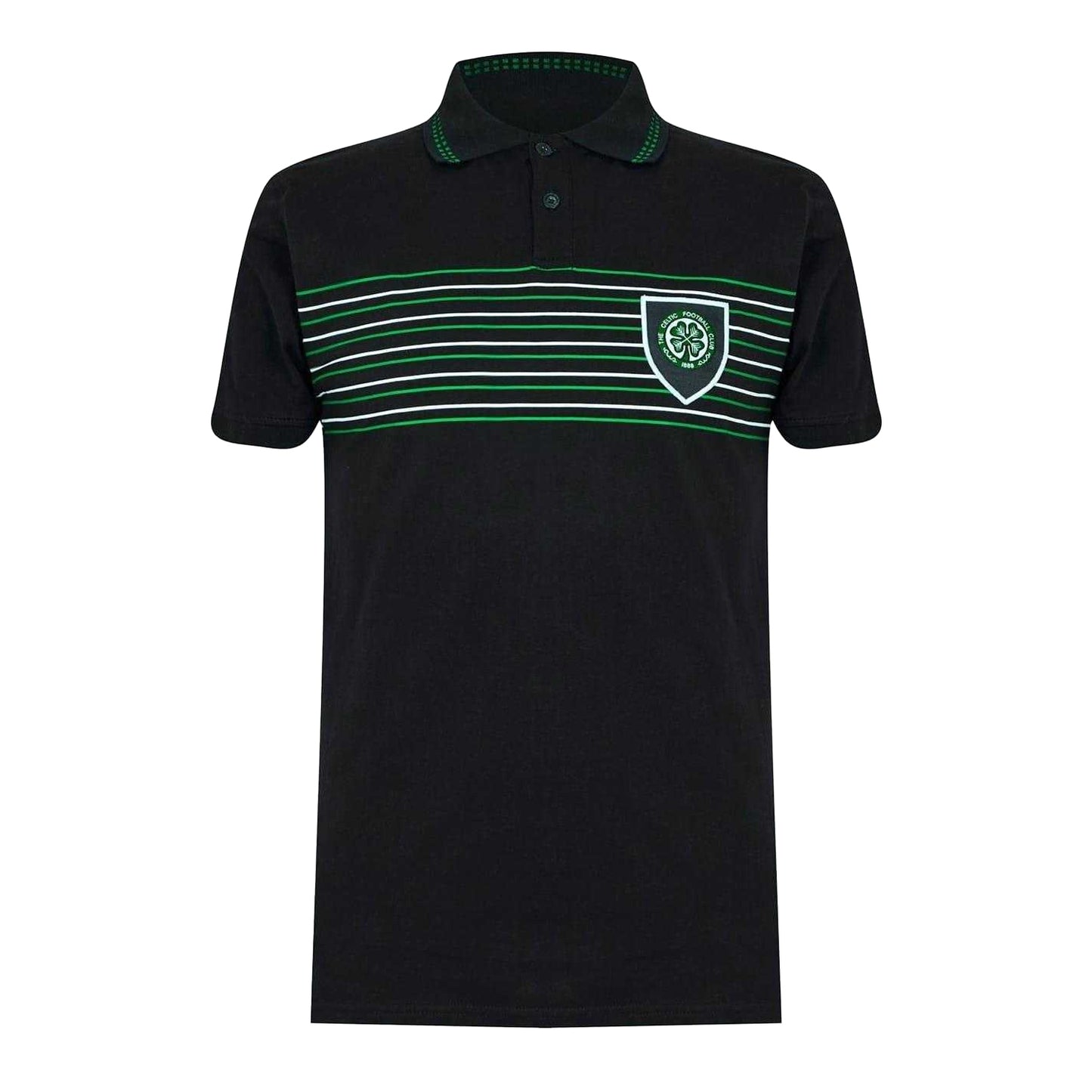 Black - Front - Celtic FC Mens Retro Stripe Polo Shirt