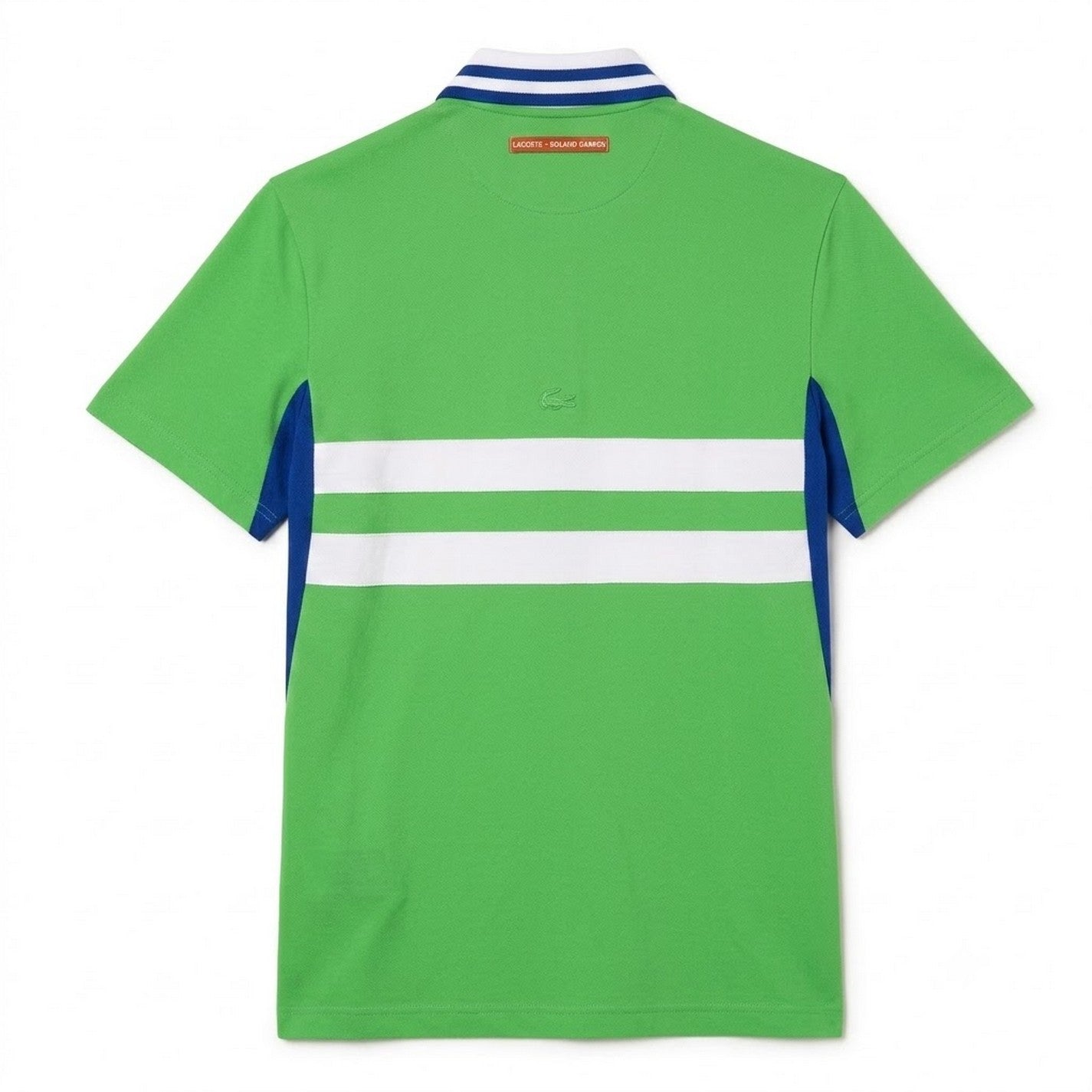 Green - Back - Lacoste Mens Roland Garros Edition Striped Ultra Dry Slim Short-Sleeved Tennis Polo Shirt