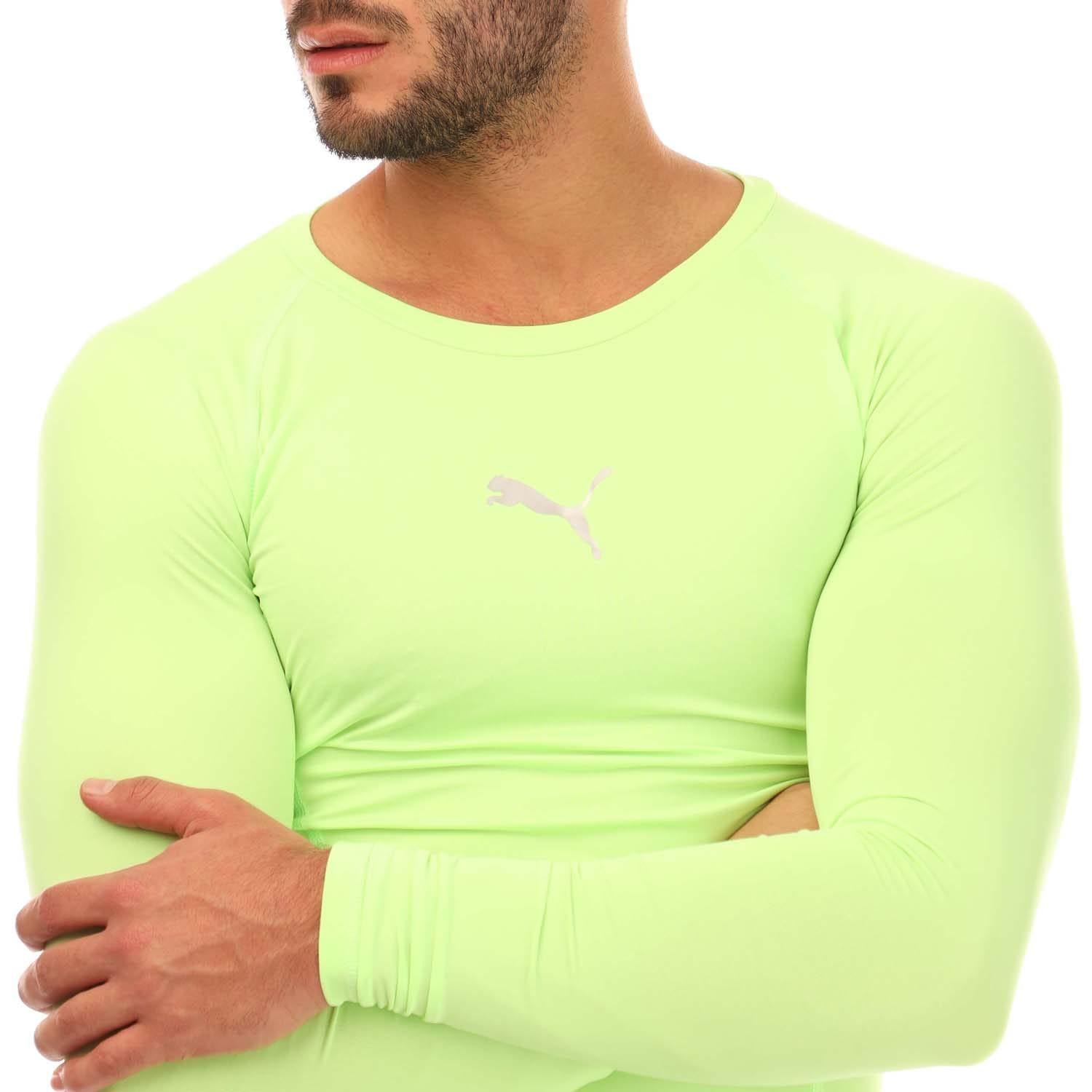 Lime - Side - Puma Mens Liga Long-Sleeved Base Layer Top