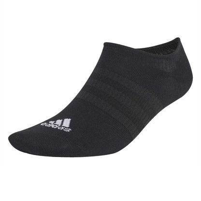 Black-White - Side - Adidas Unisex Adult Logo No-Show Socks (Pack of 3)