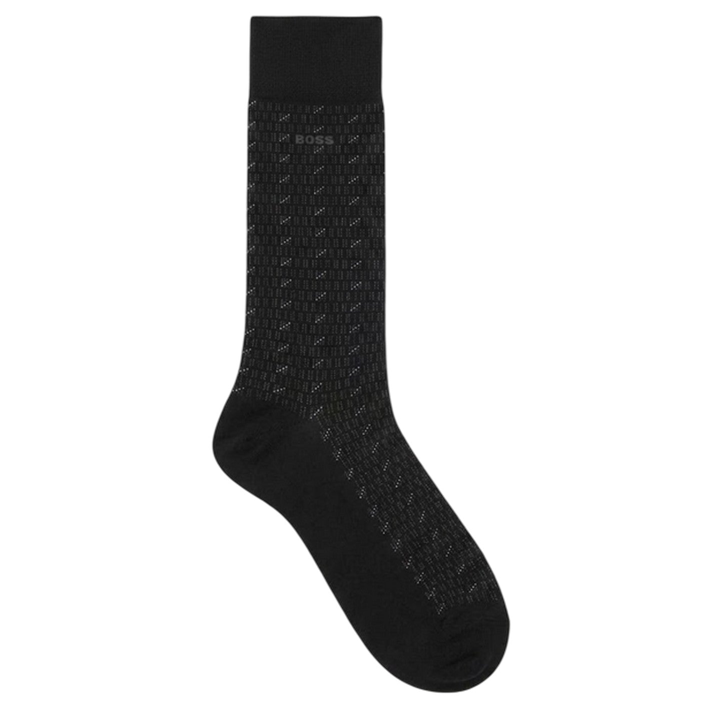 Black - Side - Boss Mens Patterned Crew Socks (Pack of 2)