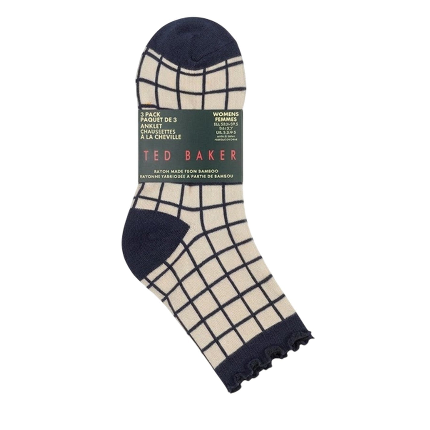 Multicoloured - Front - Ted Baker Womens-Ladies Ruffled Ankle Socks (Pack of 3)