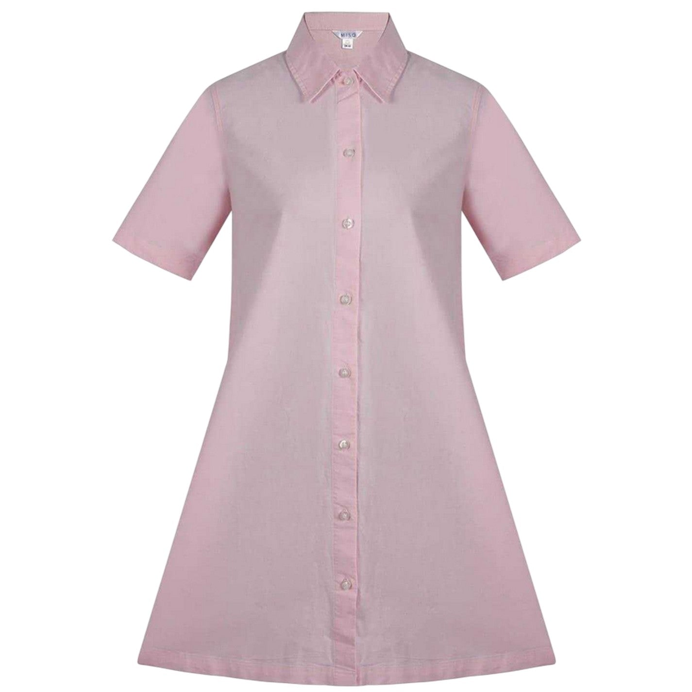 Pink - Front - Miso Womens-Ladies Oxford Collared Mini Shirt Dress