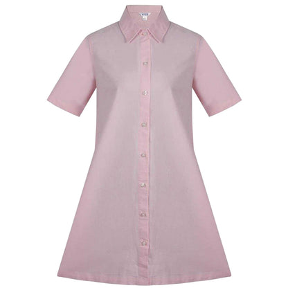 Pink - Front - Miso Womens-Ladies Oxford Collared Mini Shirt Dress