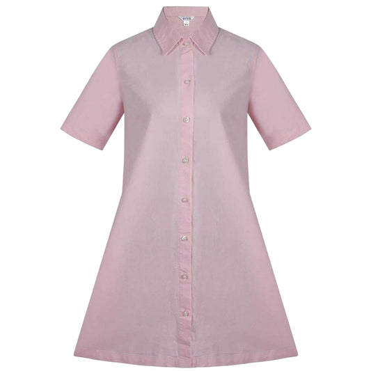 Pink - Front - Miso Womens-Ladies Oxford Collared Mini Shirt Dress