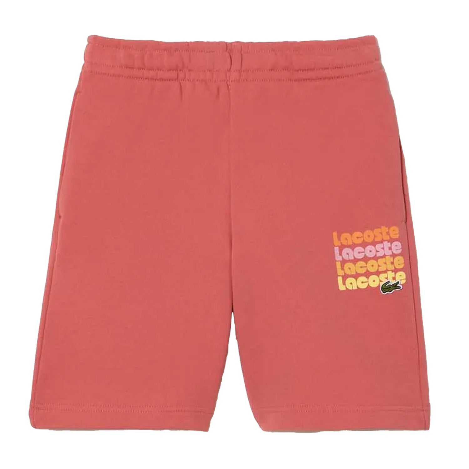 Red - Front - Lacoste Childrens-Kids Fleece Print Shorts