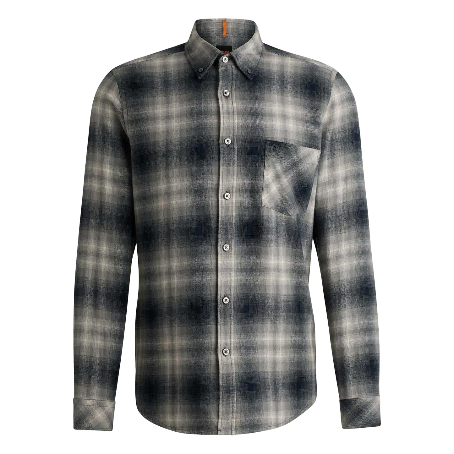 Grey - Front - Boss Mens Rickert Cotton & Flannel Shirt