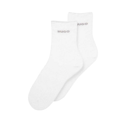 White - Front - Hugo Womens-Ladies Cotton Blend Socks (Pack of 2)