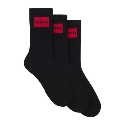 Black - Front - Hugo Womens-Ladies Organic Combed Cotton Socks (Pack of 2)