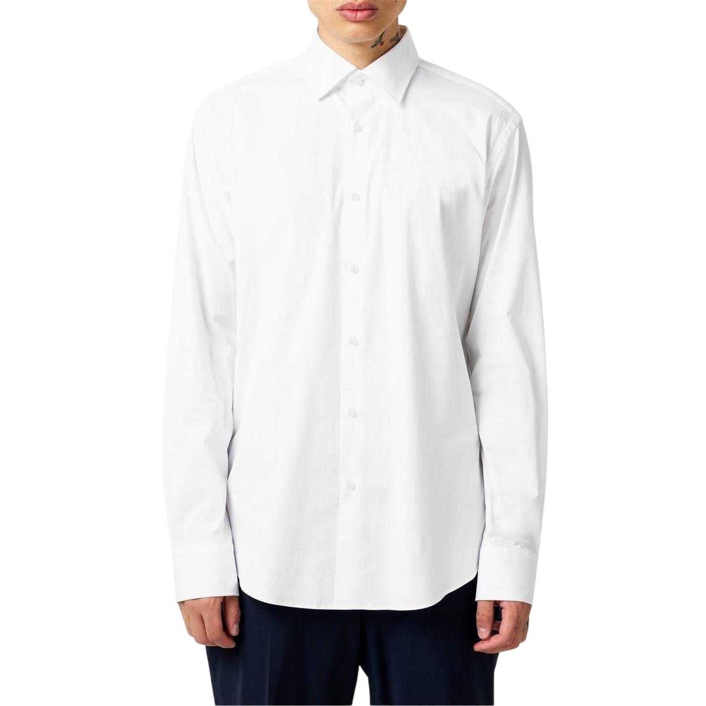 White - Lifestyle - Boss Mens Joe Kent Collar Long-Sleeved Shirt