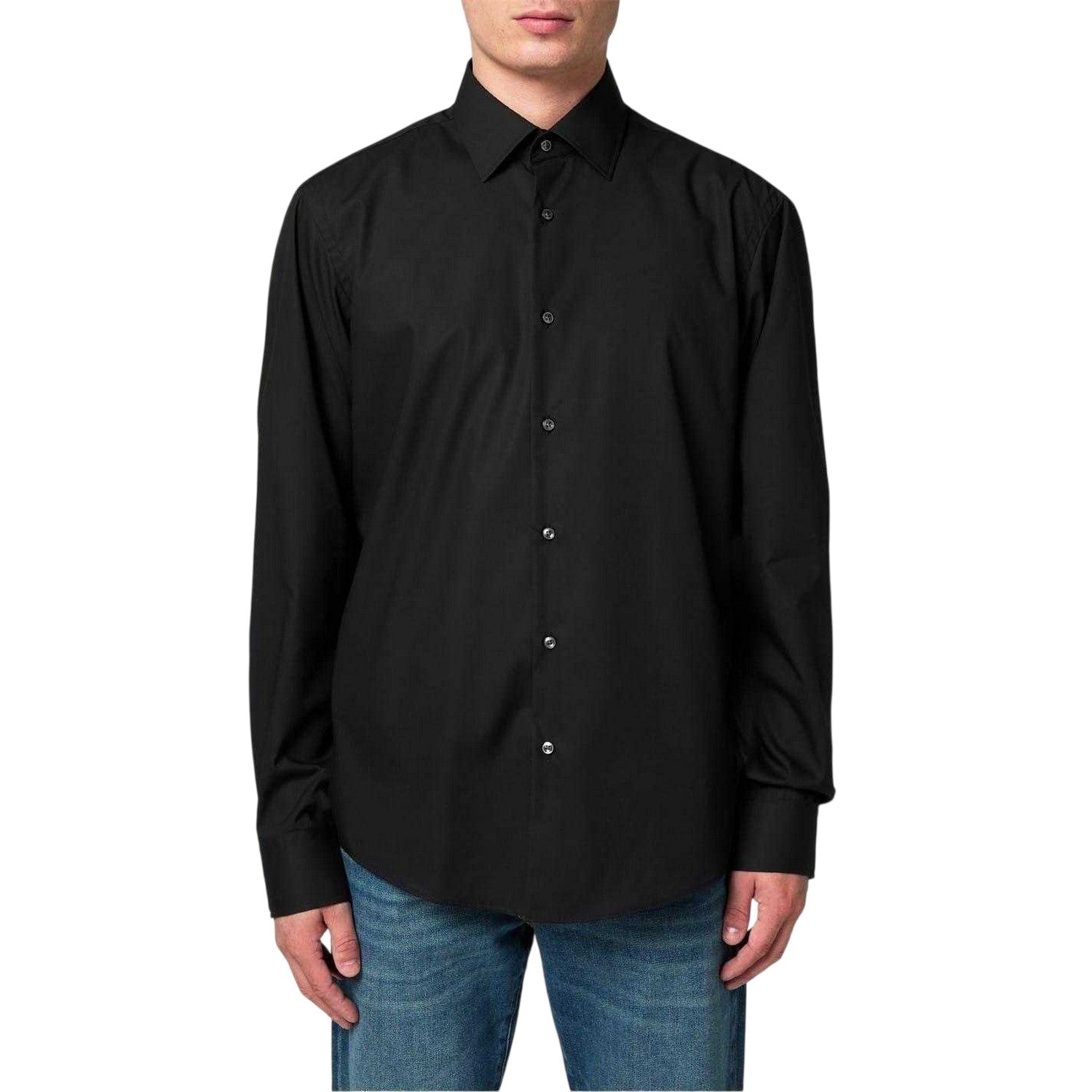 Black - Lifestyle - Boss Mens Joe Kent Collar Long-Sleeved Shirt