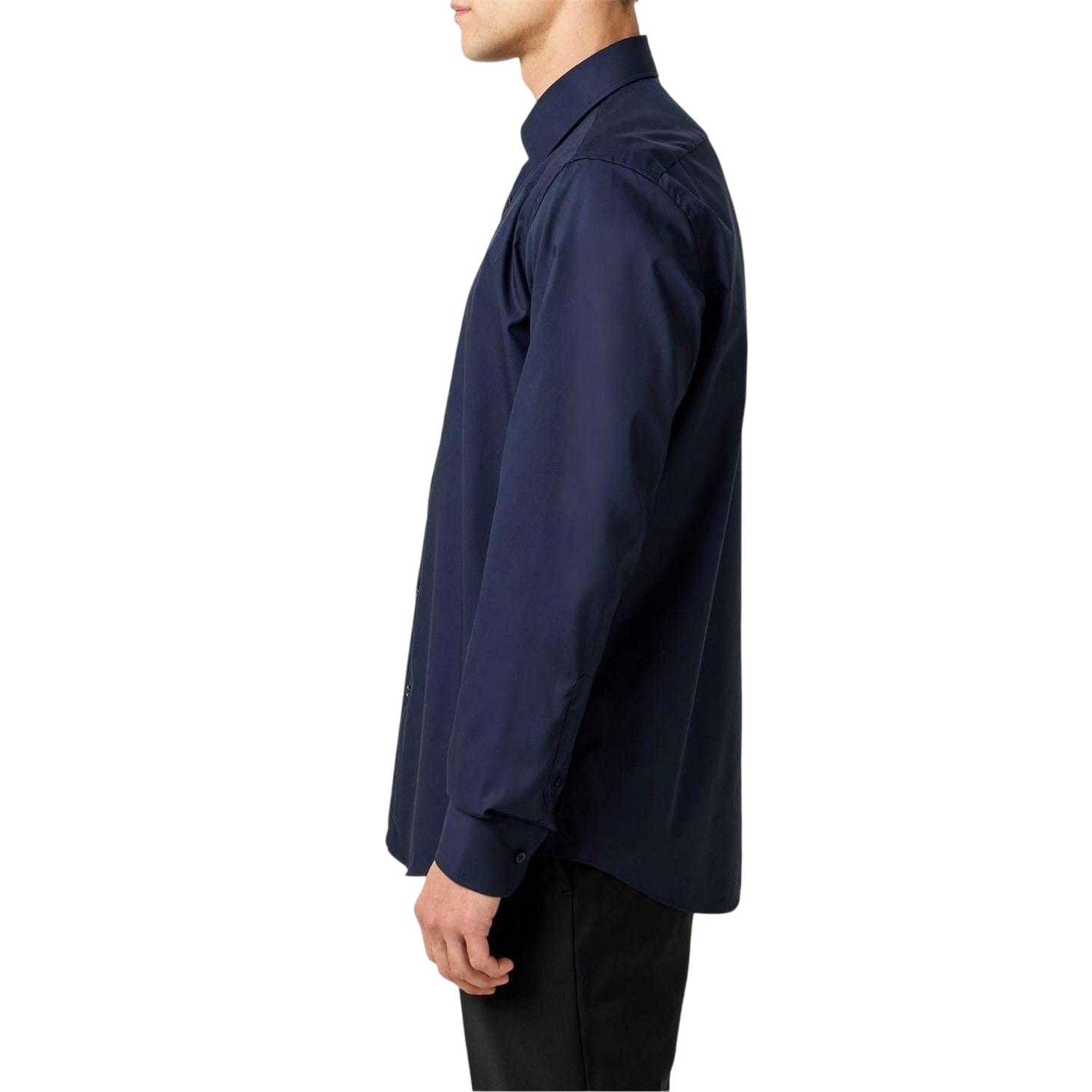 Dark Blue - Side - Boss Mens Joe Kent Collar Long-Sleeved Shirt