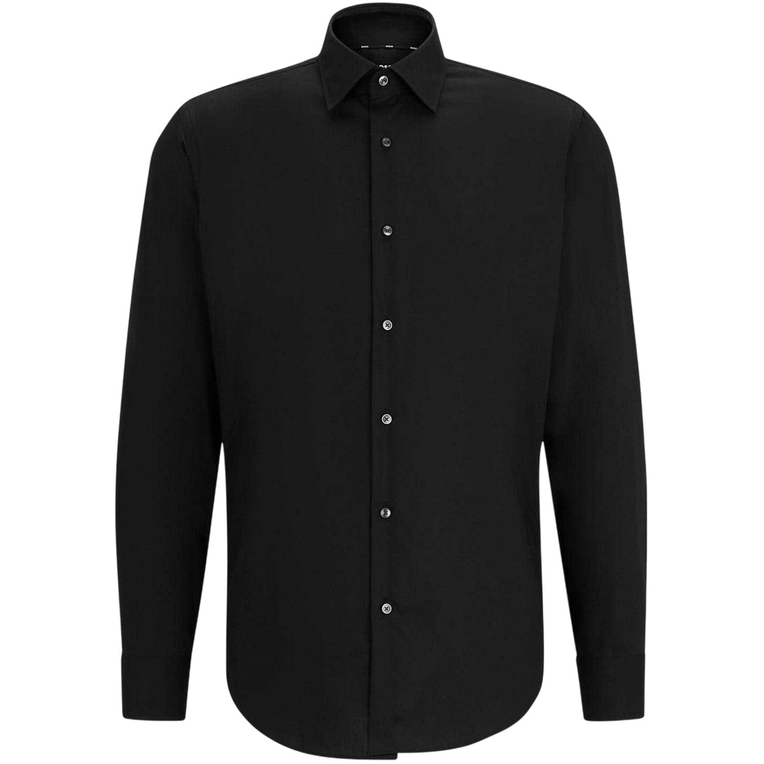 Black - Front - Boss Mens Joe Kent Collar Long-Sleeved Shirt